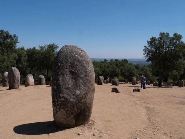 Paisaje Soleado Del Museo Arqueológico Almendres Cromlech Portugal — Foto de Stock