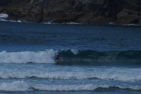 Surfista Praia Galiza Coruna Espanha Europa — Fotografia de Stock