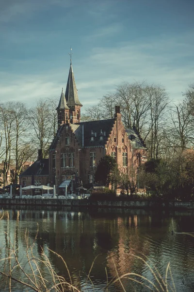 Beautiful Shot Minnewater Castle Minnewaterpark Bruges Belgium — Stock Photo, Image