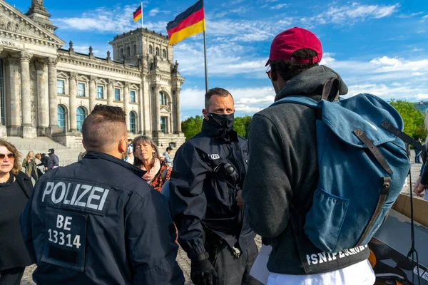 Berlin Deutschland Mai 2020 Demonstration Berlin Wegen Covid Corona Mit — Stockfoto