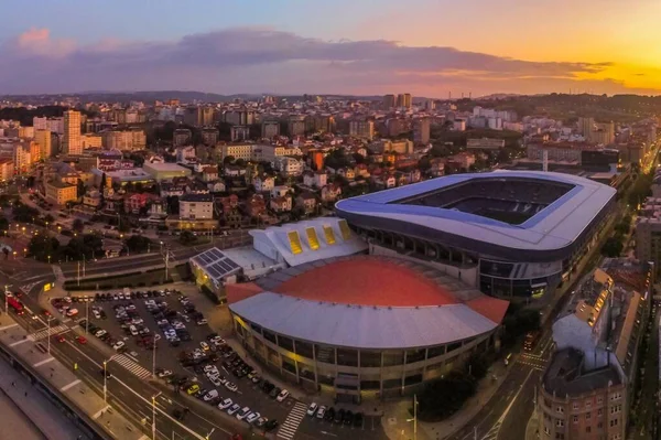 코루나의 르에서 촬영중입니다 Galicia Spain Drone Photo — 스톡 사진