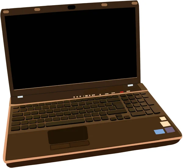 白色背景上孤立的棕色笔记本电脑的一个示例 — 图库照片