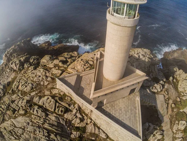 Rocky Coast Lighthouse Area Spain Aerial Photo — Stock Photo, Image