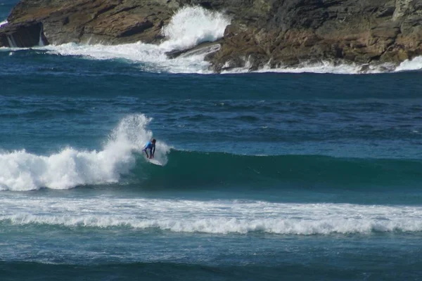 Surfista Praia Galiza Coruna Espanha Europa — Fotografia de Stock