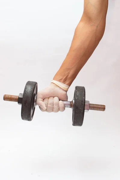 Een Close Shot Van Een Hand Medische Handschoen Met Een — Stockfoto