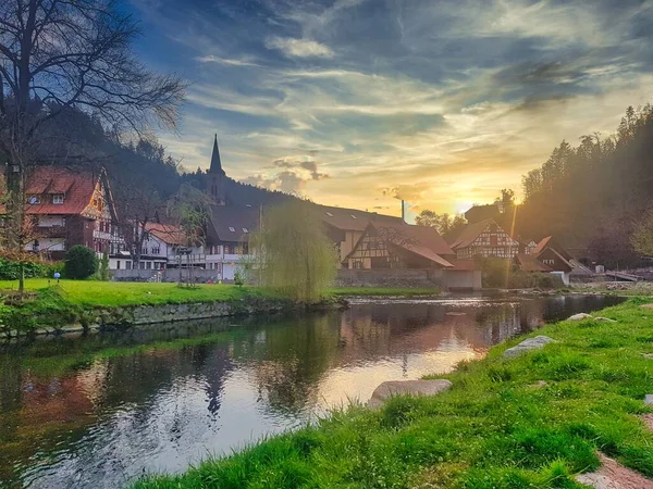 Alsace Köyündeki Güzel Nehir Fransa Avrupa — Stok fotoğraf