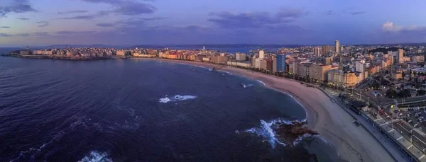 코루나의 르에서 촬영중입니다 Galicia Spain Drone Photo — 스톡 사진