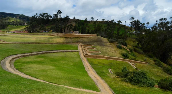 Plano Alto Ángulo Las Famosas Ruinas Ingapirca Bajo Cielo Nublado — Foto de Stock