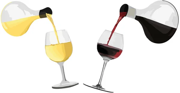 Illustration Von Wein Und Champagner Die Isoliert Gläser Auf Weißem — Stockfoto