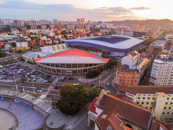 Een Coruna Luchtfoto Riazor Strand Stadion District Galicië Spanje — Stockfoto