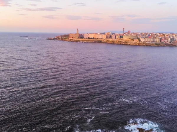 Coruna Flygfoto Riazor Strand Stadion Och Distrikt Galicien Spanien — Stockfoto