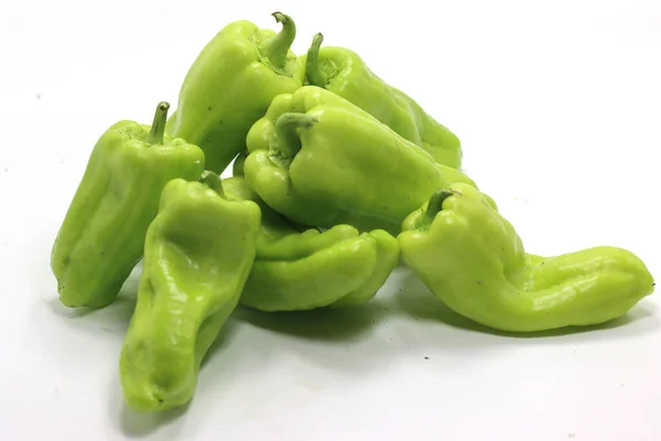 Closeup Shot Digestible Green Peppers Isolated White Background — Stock Photo, Image