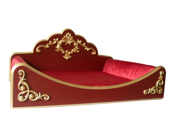 Almohada Suave Terciopelo Rojo Real Para Colocar Corona Aislada Sobre —  Fotos de Stock