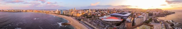 Coruna Nın Manzarası Riazor Hava Manzarası Galiçya Spanya Avrupa Drone — Stok fotoğraf