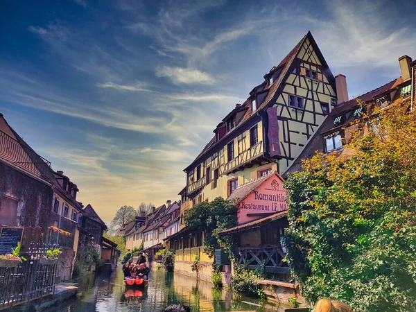 Vacker Flod Byn Alsace Frankrikeeuropa — Stockfoto