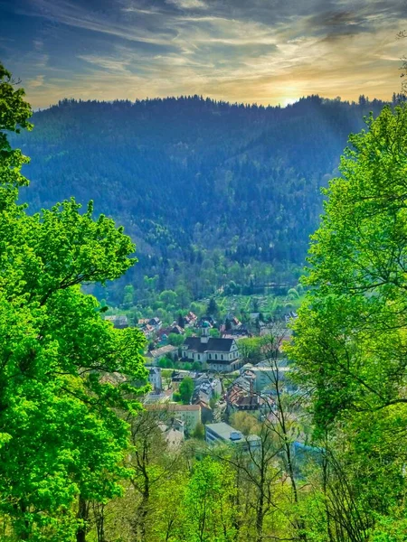 Natura Zachodzie Słońca Miejscowości Alsace Francji Europa — Zdjęcie stockowe