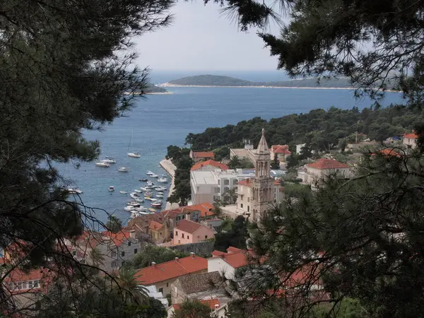 Cenário Fascinante Ilha Hvar Longo Mar Adriático Croácia — Fotografia de Stock