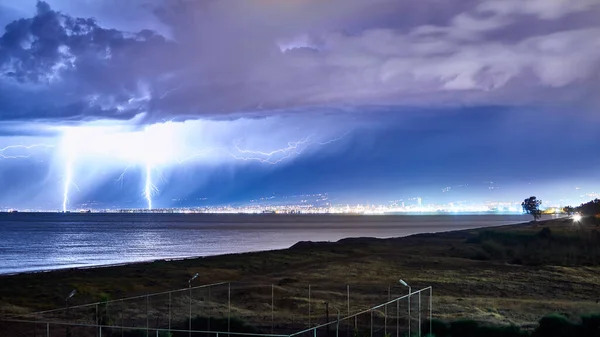 Fascinante Disparo Truenos Rayos Sobre Mersin Turquía —  Fotos de Stock