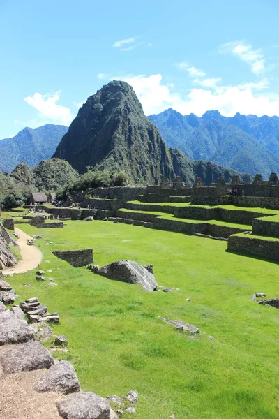 Plan Vertical Vue Dans Lieu Historique Machu Picchu Situé Dans — Photo
