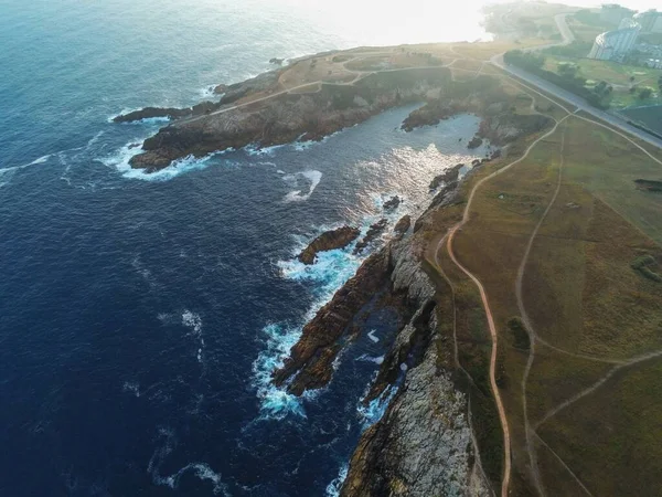 Bella Vista Della Costa Galizia Spagna Drone Foto — Foto Stock