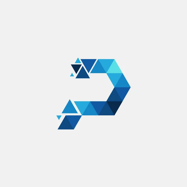 A simple geometric logo illustration of blue triangles for a business company