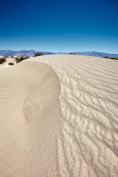 Cenário Ensolarado Das Dunas Areia Planas Mesquite Parque Nacional Death — Fotografia de Stock