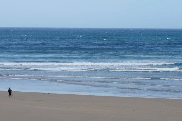 Surfista Nella Spiaggia Della Galizia Coruna Spagna Europa — Foto Stock