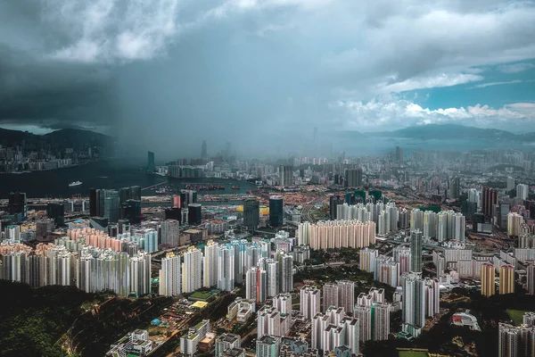 Mesmerizing Aerial View Hong Kong Hong City Clouds — Stock Photo, Image