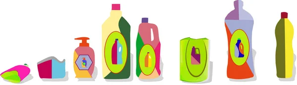 Illustration Verschiedener Farbenfroher Flaschen Auf Weißem Hintergrund — Stockfoto