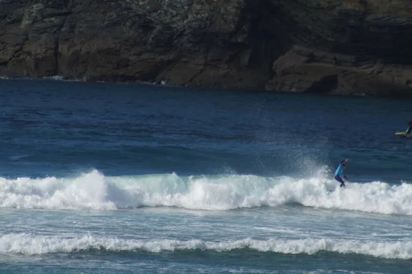 Surfer Het Strand Van Galicië Coruna Spanje Europa — Stockfoto