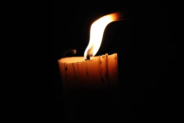 Close Shot Burning Candle Dark — Stock fotografie