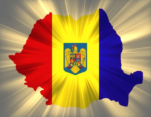 Illustration Einer Landkarte Rumäniens Mit Der Flagge — Stockfoto
