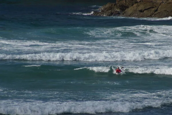 Surfista Praia Galiza Coruna Espanha Europa — Fotografia de Stock