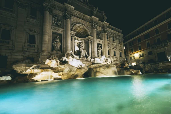 Una Hermosa Toma Fontana Trevi Noche Roma Italia — Foto de Stock