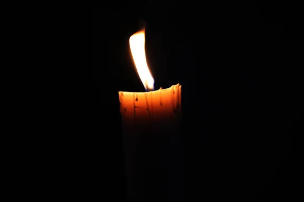 Close Shot Burning Candle Dark — Stock fotografie