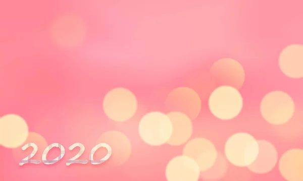 Fondo Rosa Con Luces Números Bokeh Amarillos Que Forman 2020 — Foto de Stock