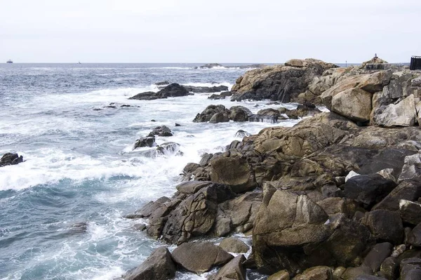 Beau Plan Falaises Sur Côte Près Eau Coruna Espagne — Photo