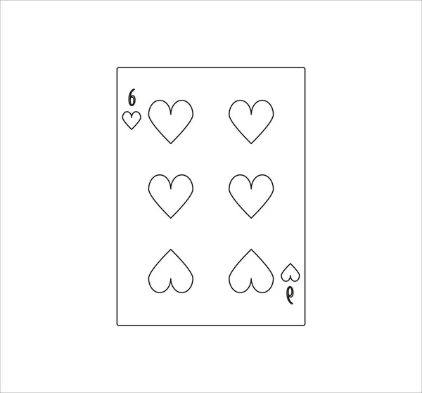 Obrázek Šesti Srdcí Hrací Karty Izolované Bílém Pozadí — Stock fotografie