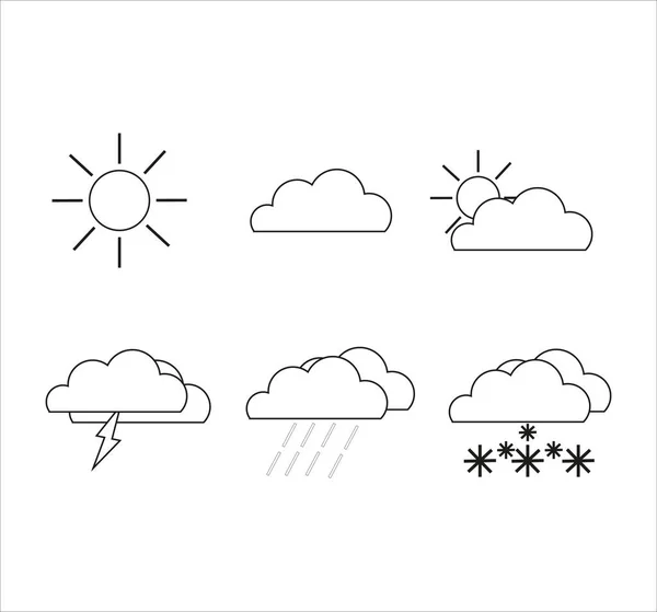 Illustrazione Dei Segni Meteorologici Contorno Isolati Sfondo Bianco — Foto Stock