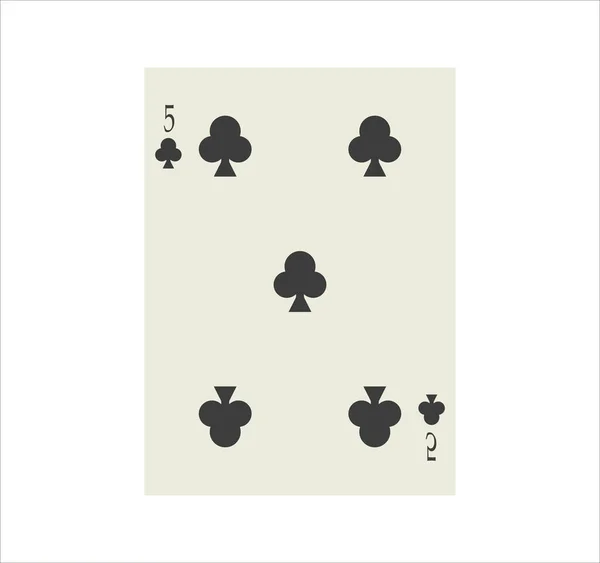 五个俱乐部在白色背景下孤身一人打牌的例子 — 图库照片
