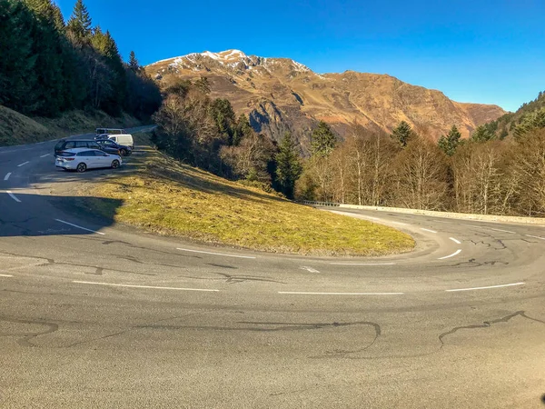 Curva Carretera Mitica Del Ciclismo Del Puerto Del Turmalet Francia — Fotografia de Stock