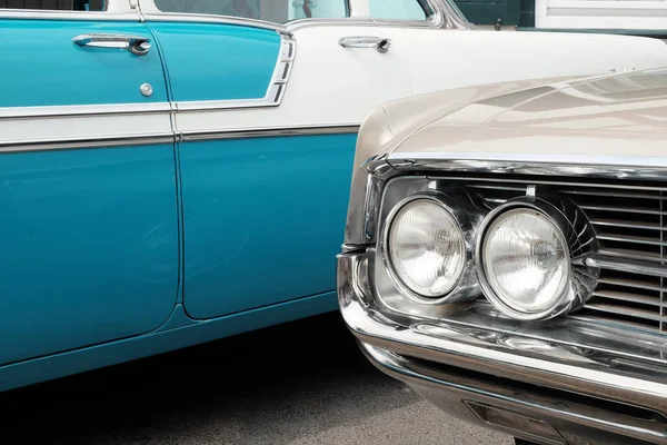 Uma Foto Close Velho Carro Vintage Azul — Fotografia de Stock