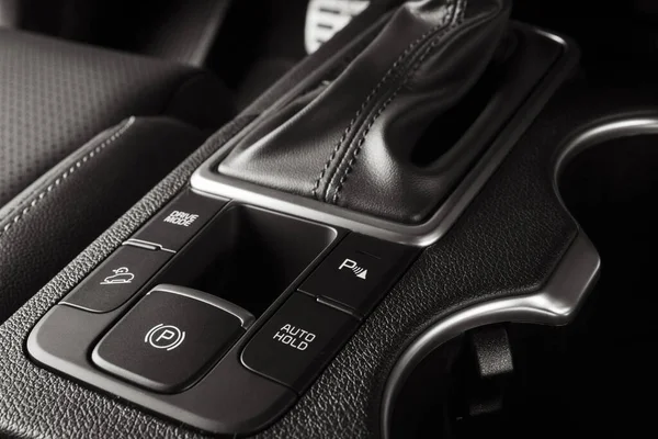 Closeup Shot Luxurious Black Interior Modern Elegant Car — Stock Photo, Image