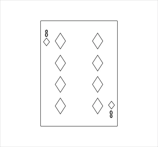 Ilustracja Ośmiu Diamentów Grających Karty Odizolowanym Białym Tle — Zdjęcie stockowe