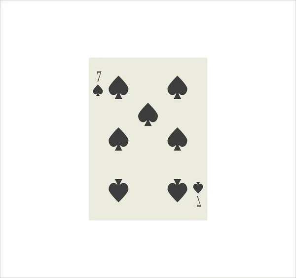 Beyaz Bir Arkaplanda Izole Edilmiş Maça Yedi Oyun Kartı Çizimi — Stok fotoğraf
