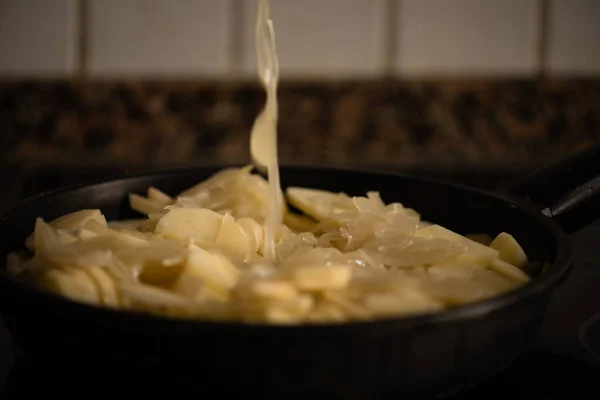 Closeup Shot Potatoes Pasta Pan — Stock Photo, Image
