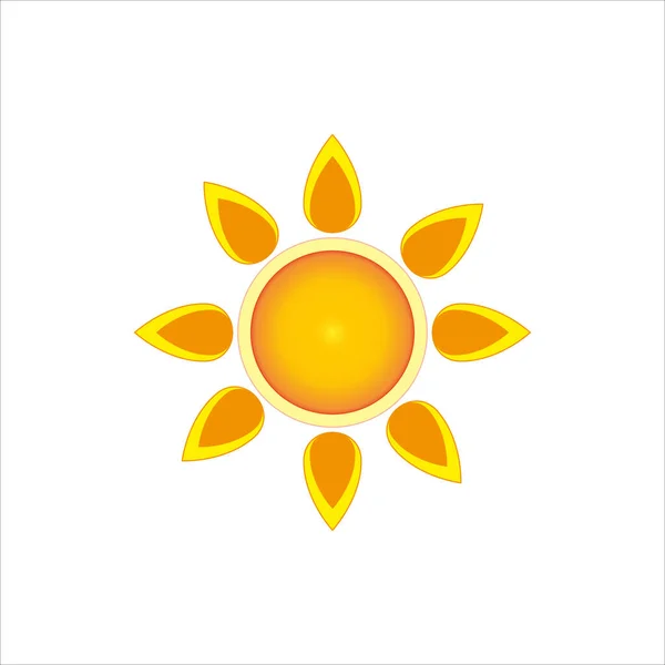Sarı Turuncu Renkli Bir Güneş Ikonu Beyaz Arka Plandaki Ayçiçeğine — Stok fotoğraf