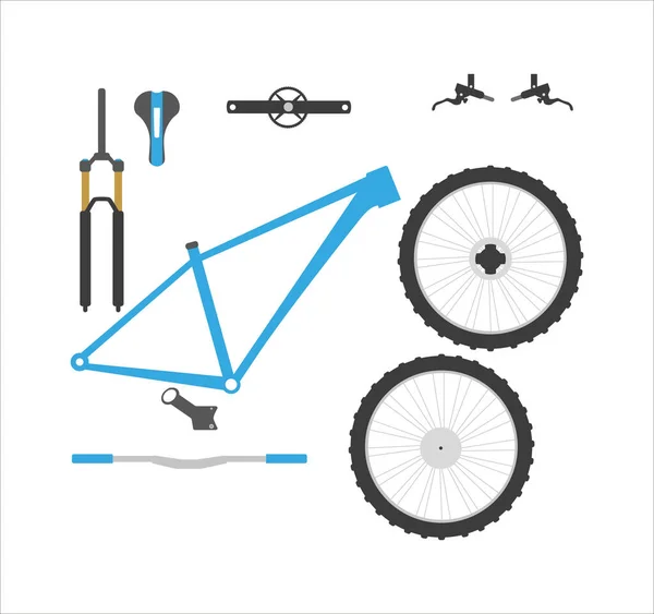 Una Ilustración Piezas Bicicleta Montaña Aisladas Sobre Fondo Blanco —  Fotos de Stock