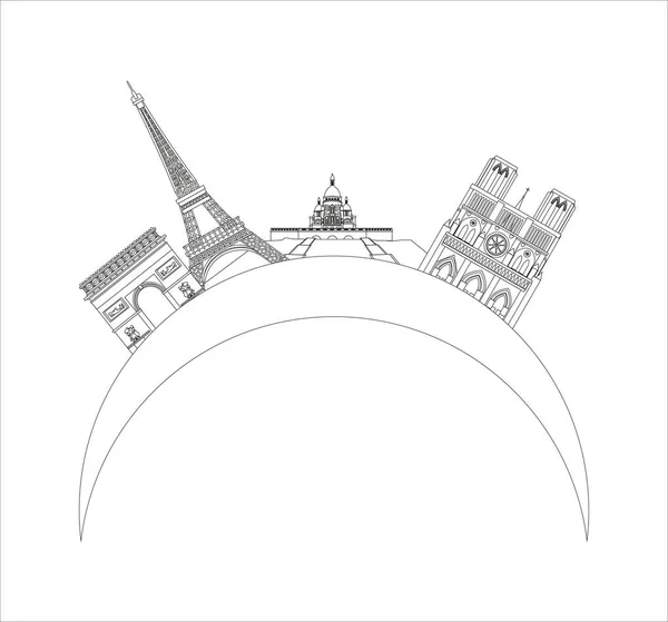 Esquema Ilustrativo Del Horizonte Ciudad París Francia Aislado Sobre Fondo — Foto de Stock