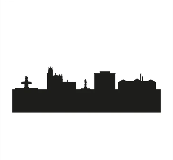 一个黑白城市的轮廓图标 — 图库照片